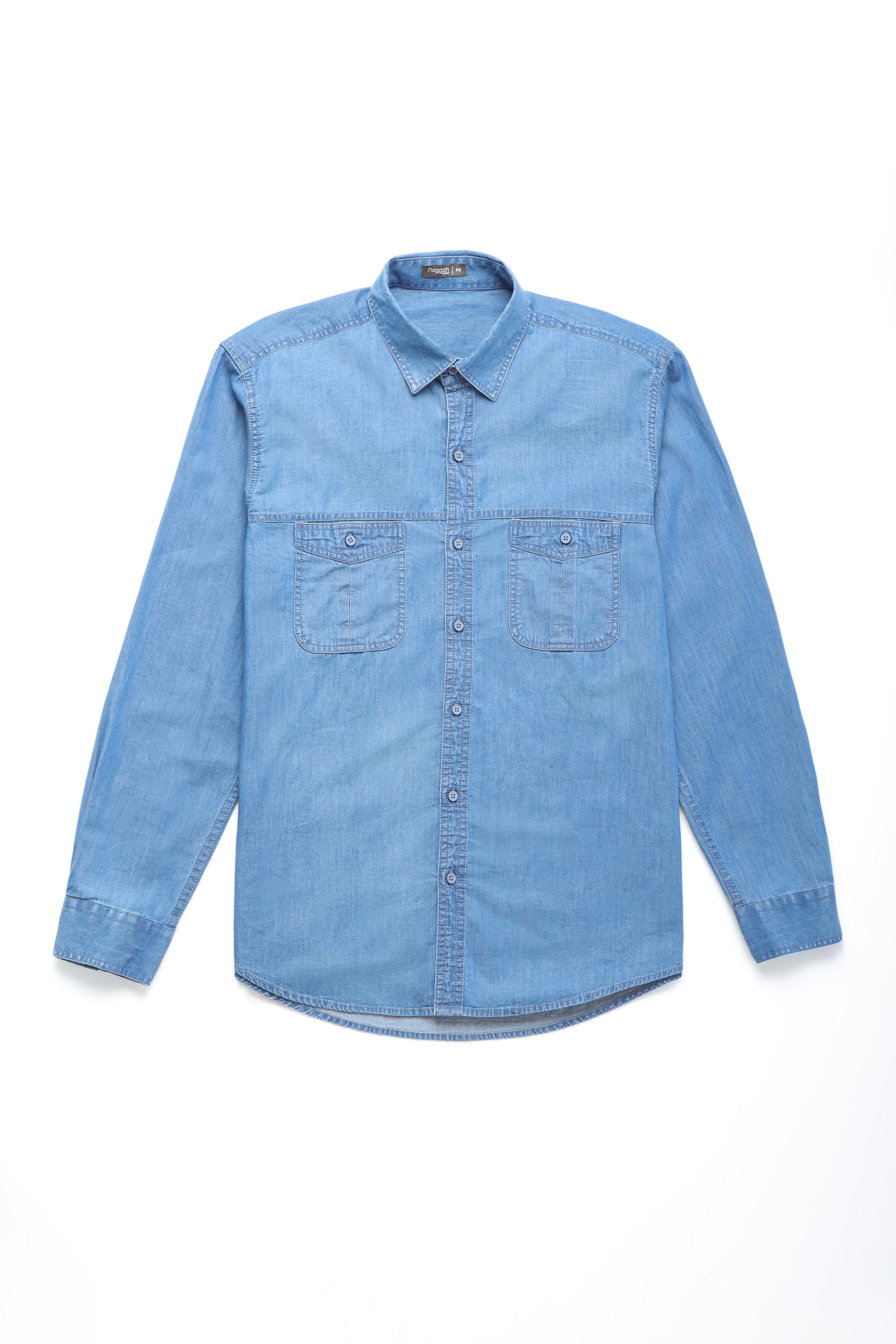 Wrangler Men's Blue Denim Retro Long Sleeve Western Shirt