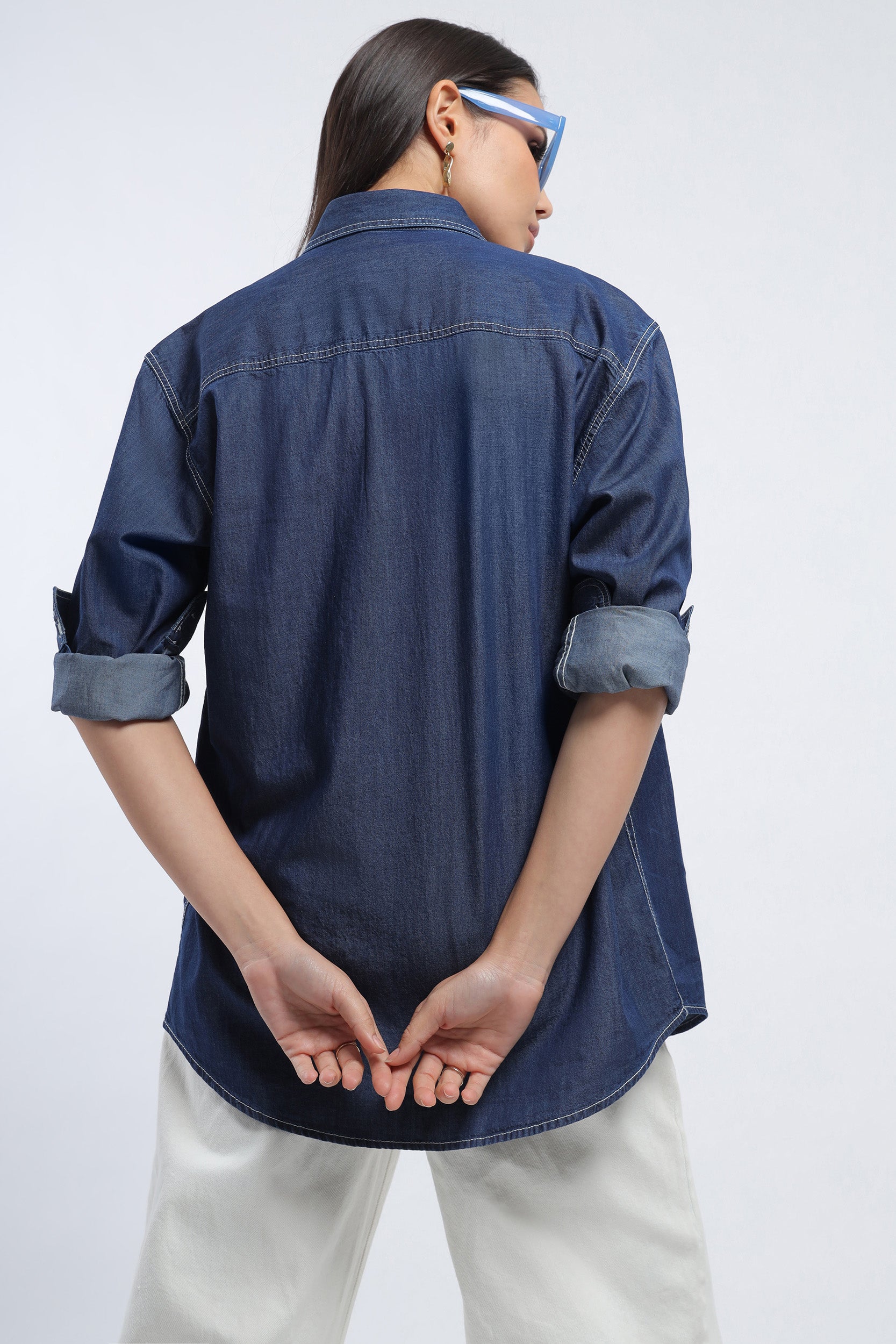 Buy Yunloo Women's Ladies Long Sleeve Denim Shirt S-XL Blue at Amazon.in